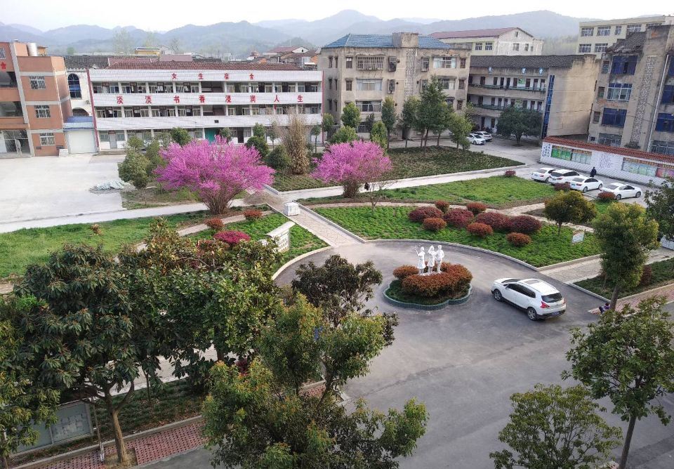 谷城县盛康二中烈日下的校园美容师：姜吉国用汗水浇灌四季美景