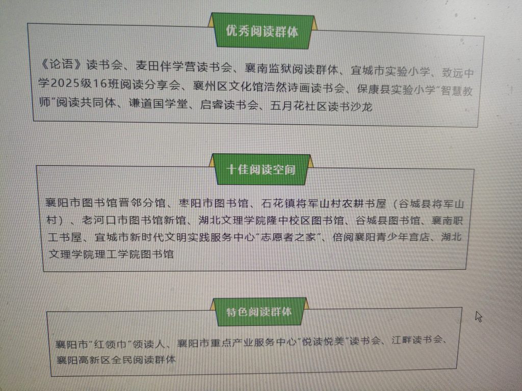 喜报！谷城3家单位获评襄阳市2025年度书香荣誉