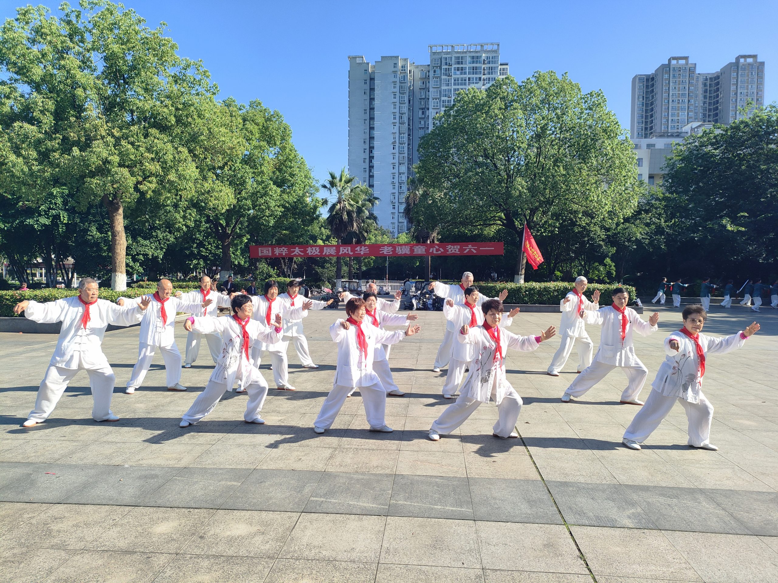 国粹太极展风华 老骥童心贺六一——谷城县太极爱好者欢聚中华广场乐享别样儿童节