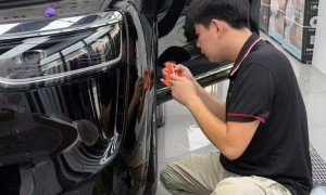 汽车贴膜特斯拉Model3方案门店不让看施工正常吗紫外线阻隔多少